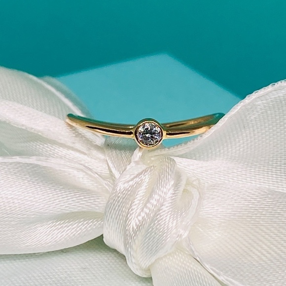 Tiffany & Co 18k Rose Gold Elsa Peretti Wave .06  Diamond Ring excellent - Picture 3 of 7